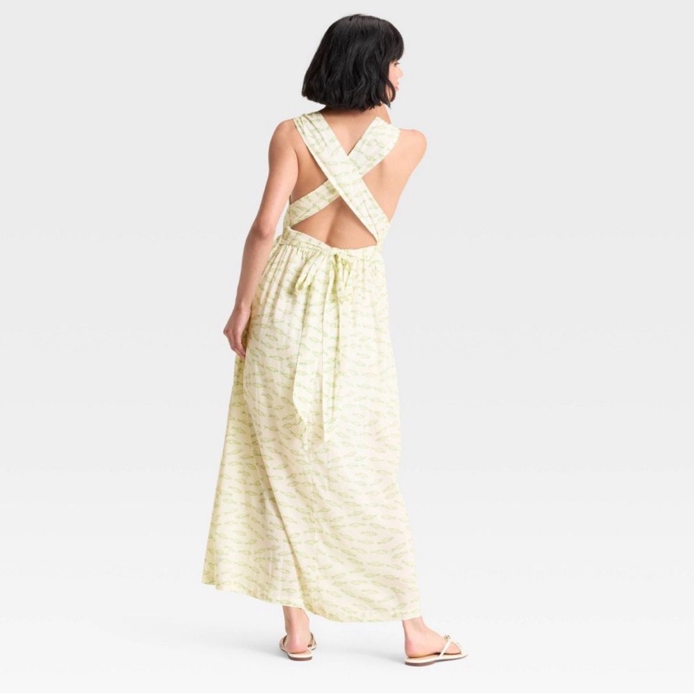 A new day summer maxi dress sardine print white and green XL - Picture 2 of 6